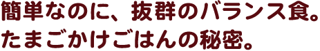 簡単なのに、抜群のバランス食。たまごかけごはんの秘密。